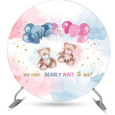 Aperturee - Blue Pink Bearly Wait Round Gender Reveal Backdrop